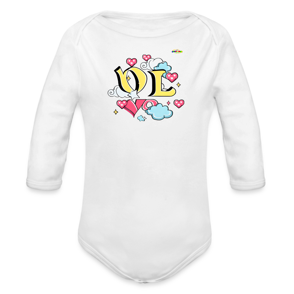 Spreading Love Graphic Baby Organic long Sleeve Baby Bodysuit-mybrightsideclothing.com - white