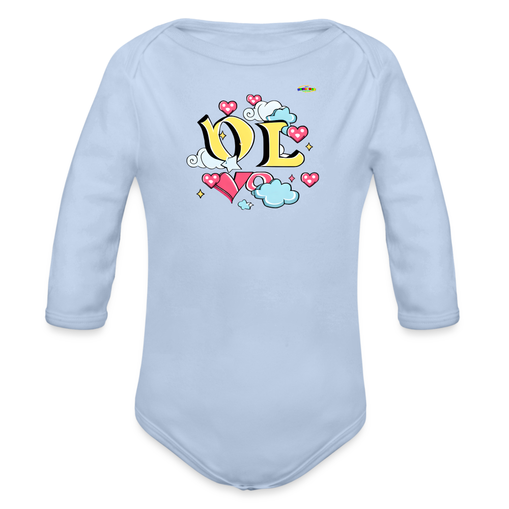 Spreading Love Graphic Baby Organic long Sleeve Baby Bodysuit-mybrightsideclothing.com - sky