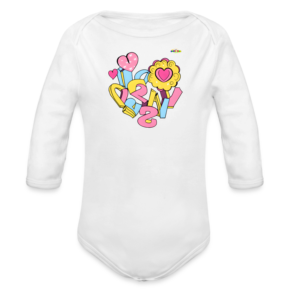 Spreading Love Graphic Baby Organic long Sleeve Baby Bodysuit-mybrightsideclothing.com - white