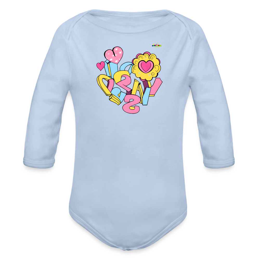 Spreading Love Graphic Baby Organic long Sleeve Baby Bodysuit-mybrightsideclothing.com - sky