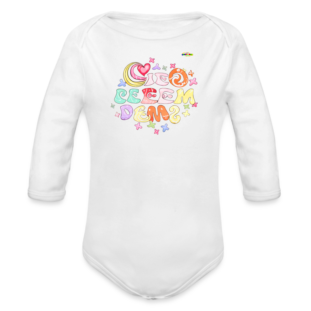 My Sweetest dreams Graphic Baby Organic long Sleeve Baby Bodysuit-mybrightsideclothing.com - white