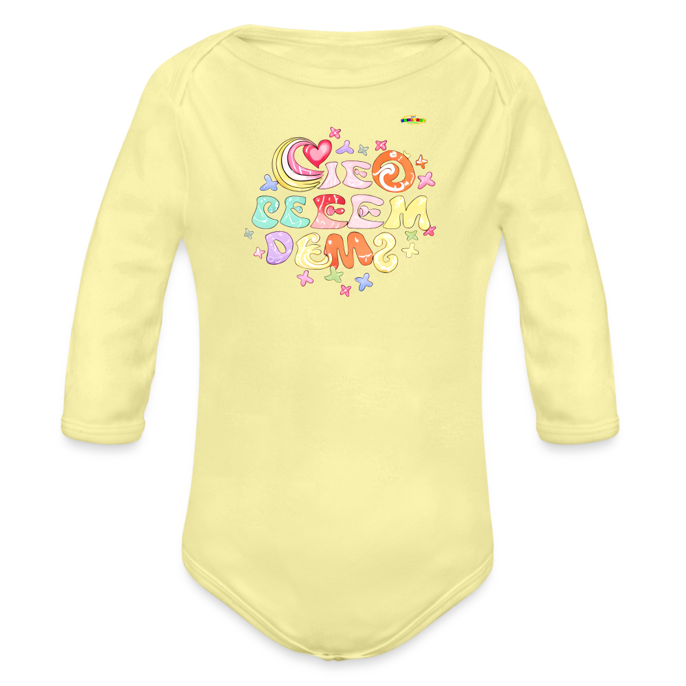 My Sweetest dreams Graphic Baby Organic long Sleeve Baby Bodysuit-mybrightsideclothing.com - washed yellow