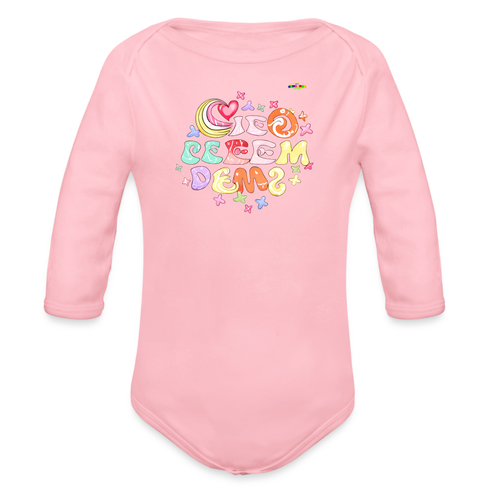 My Sweetest dreams Graphic Baby Organic long Sleeve Baby Bodysuit-mybrightsideclothing.com - light pink