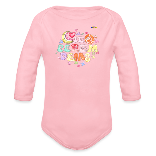 My Sweetest dreams Graphic Baby Organic long Sleeve Baby Bodysuit-mybrightsideclothing.com - light pink