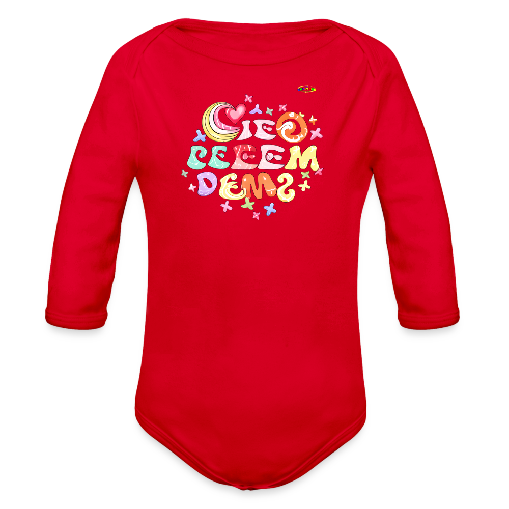 My Sweetest dreams Graphic Baby Organic long Sleeve Baby Bodysuit-mybrightsideclothing.com - red