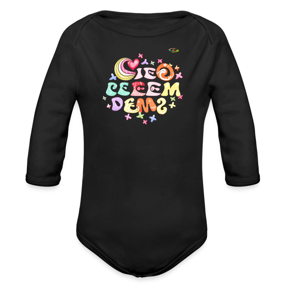 My Sweetest dreams Graphic Baby Organic long Sleeve Baby Bodysuit-mybrightsideclothing.com - black