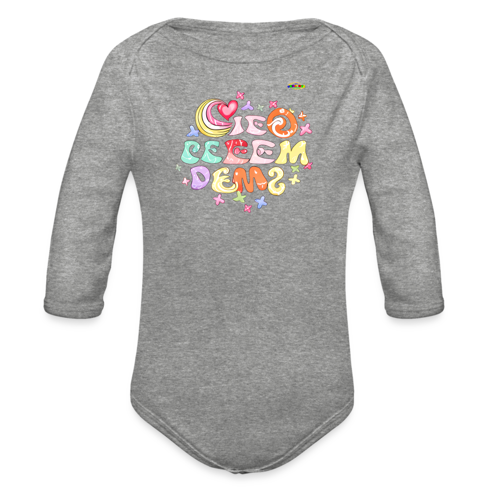 My Sweetest dreams Graphic Baby Organic long Sleeve Baby Bodysuit-mybrightsideclothing.com - heather grey