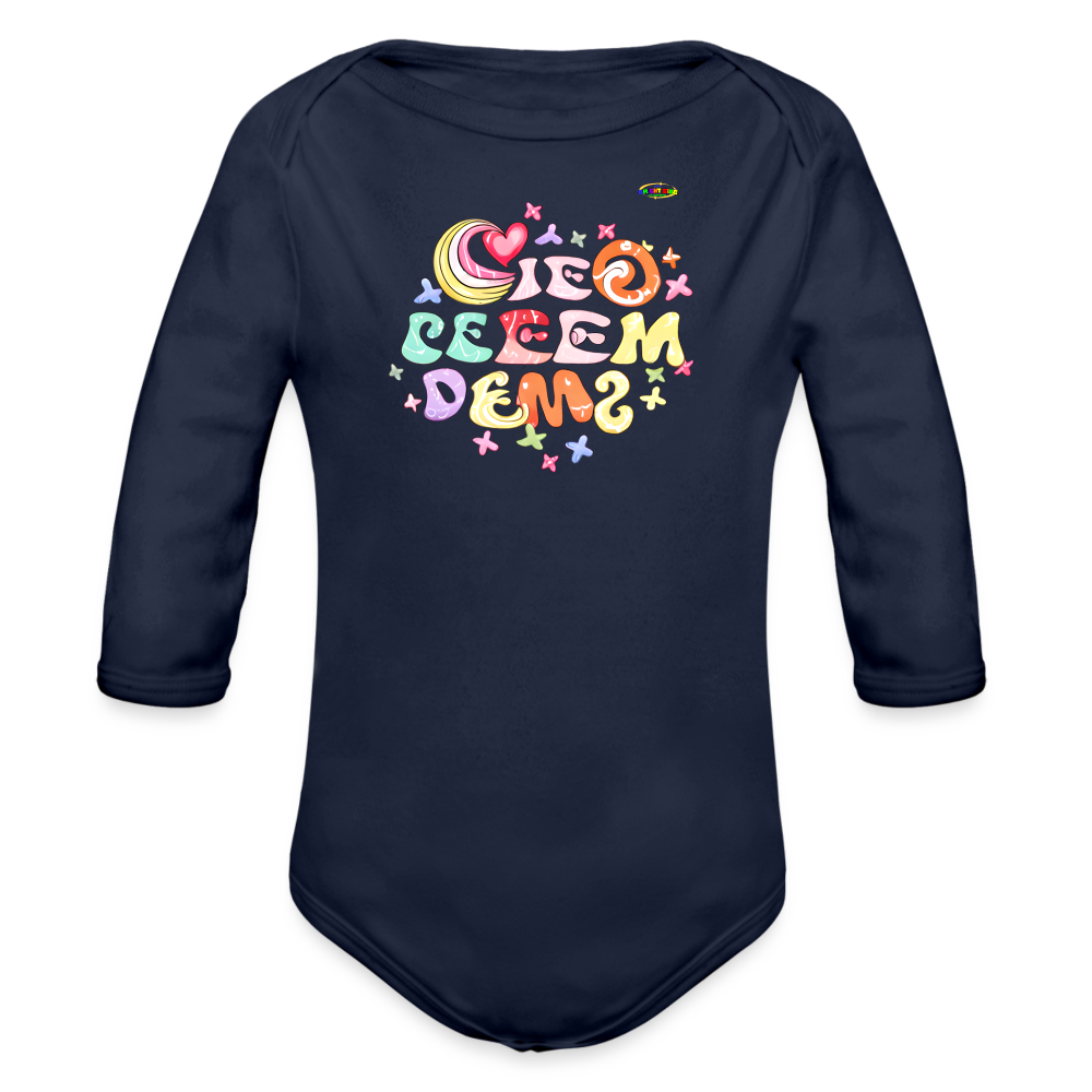 My Sweetest dreams Graphic Baby Organic long Sleeve Baby Bodysuit-mybrightsideclothing.com - dark navy