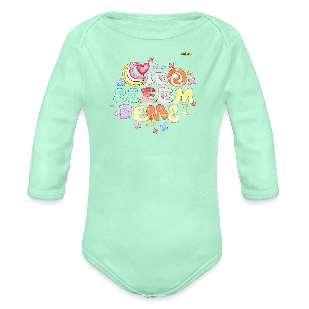 My Sweetest dreams Graphic Baby Organic long Sleeve Baby Bodysuit-mybrightsideclothing.com - light mint