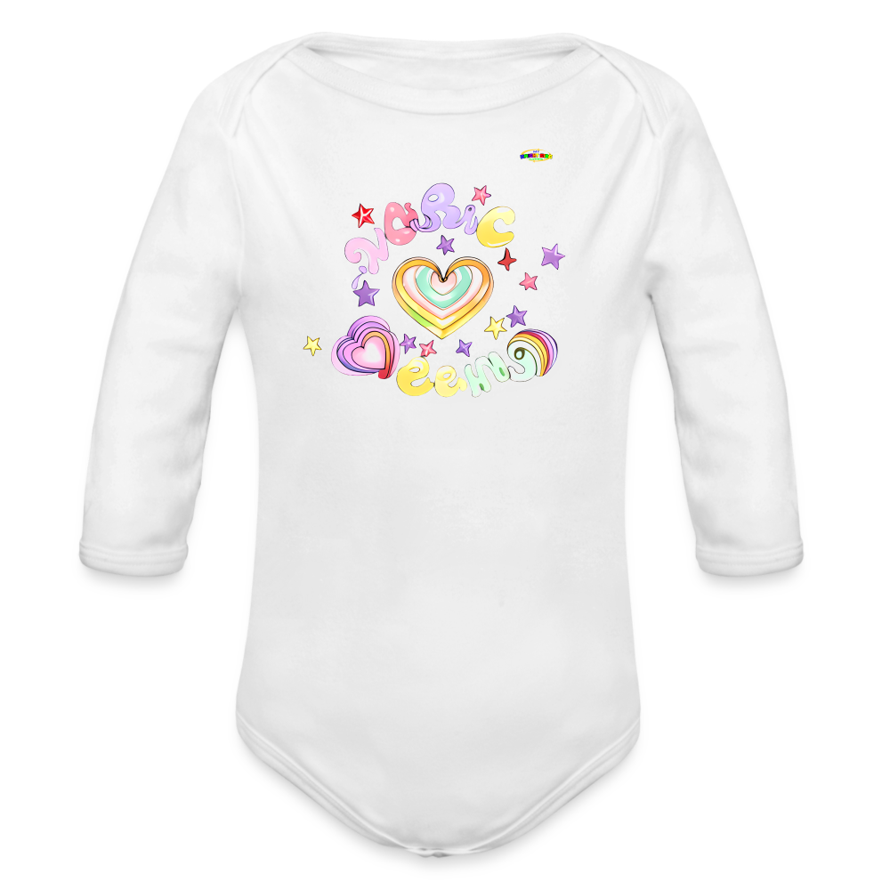 Spreading Love Graphic Baby Organic long Sleeve Baby Bodysuit-mybrightsideclothing.com - white