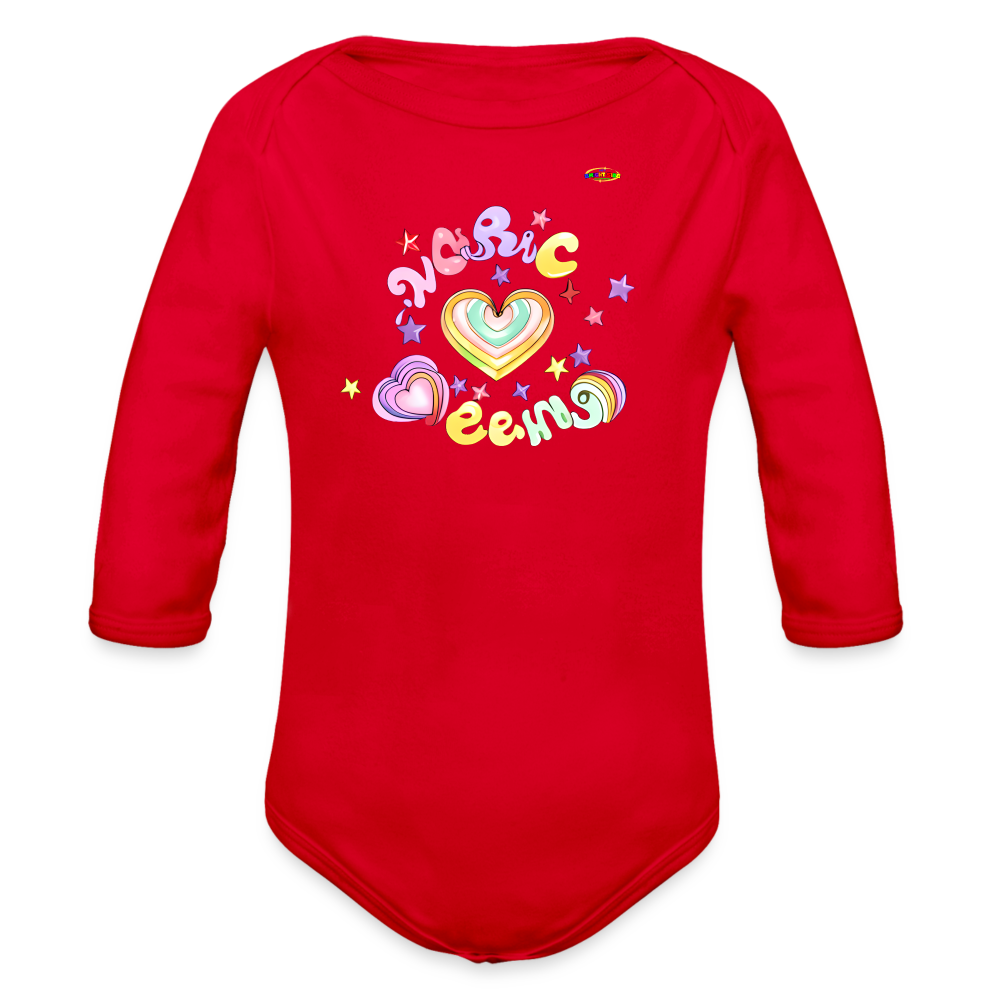 Spreading Love Graphic Baby Organic long Sleeve Baby Bodysuit-mybrightsideclothing.com - red