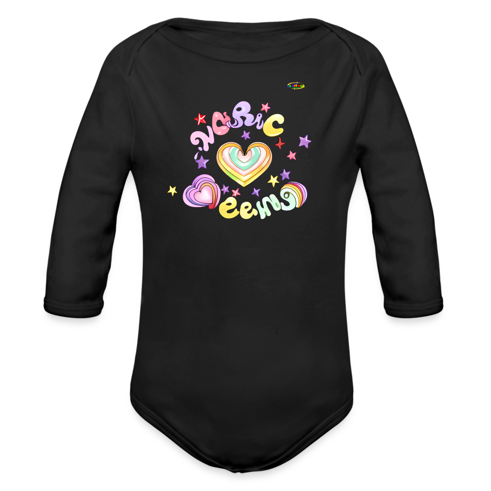 Spreading Love Graphic Baby Organic long Sleeve Baby Bodysuit-mybrightsideclothing.com - black