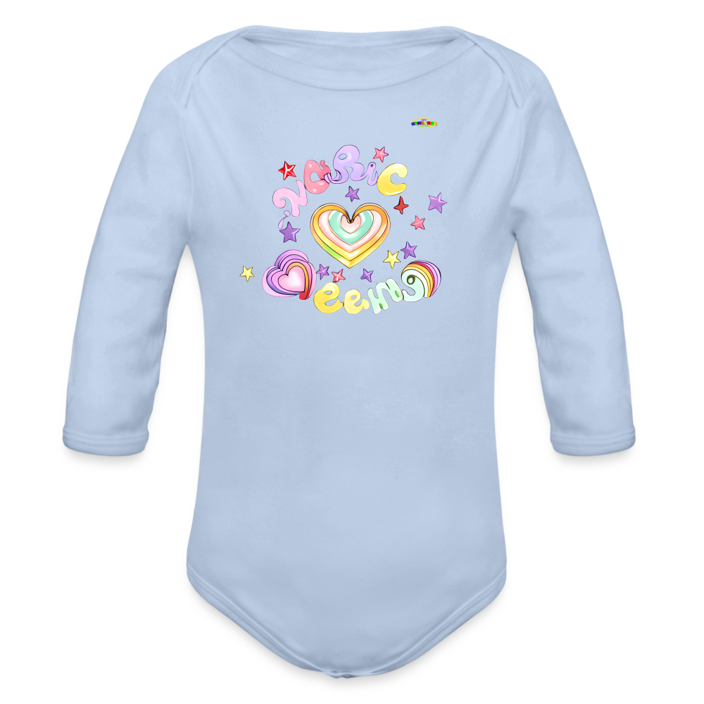 Spreading Love Graphic Baby Organic long Sleeve Baby Bodysuit-mybrightsideclothing.com - sky