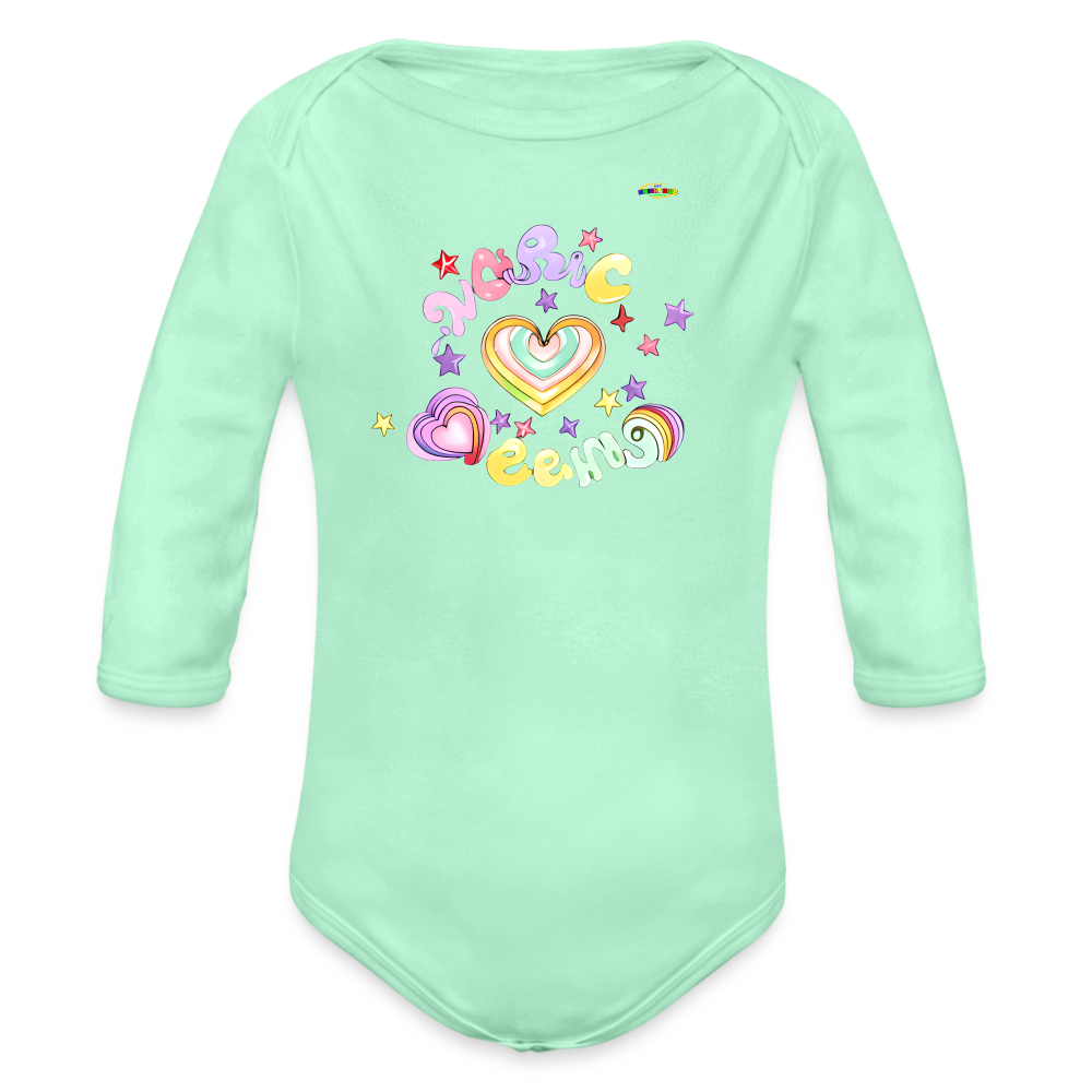 Spreading Love Graphic Baby Organic long Sleeve Baby Bodysuit-mybrightsideclothing.com - light mint