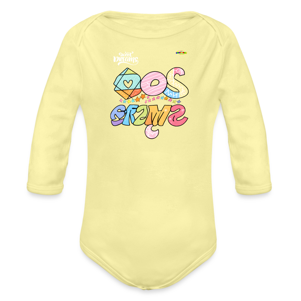 Sweet Bright Dreams Rainbow Graphic Baby Organic long Sleeve Baby Bodysuit-mybrightsideclothing.com - washed yellow