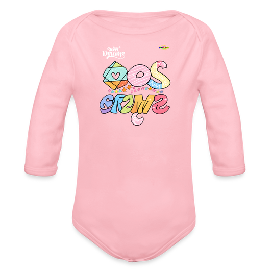 Sweet Bright Dreams Rainbow Graphic Baby Organic long Sleeve Baby Bodysuit-mybrightsideclothing.com - light pink