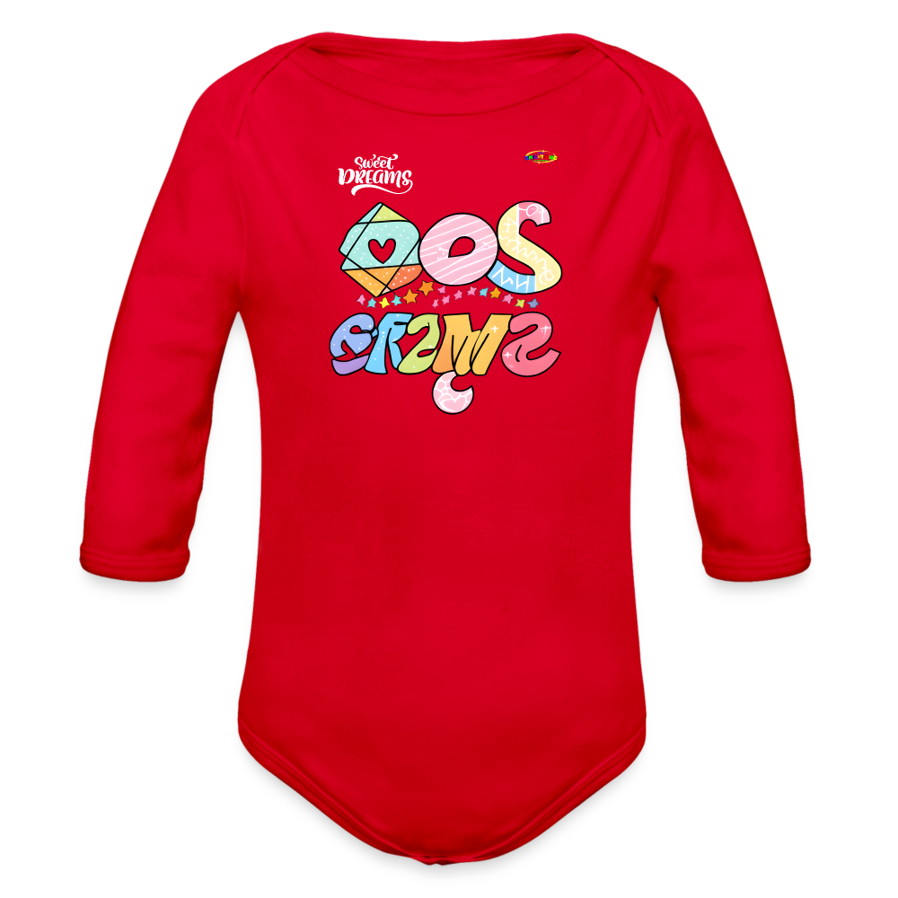 Sweet Bright Dreams Rainbow Graphic Baby Organic long Sleeve Baby Bodysuit-mybrightsideclothing.com - red