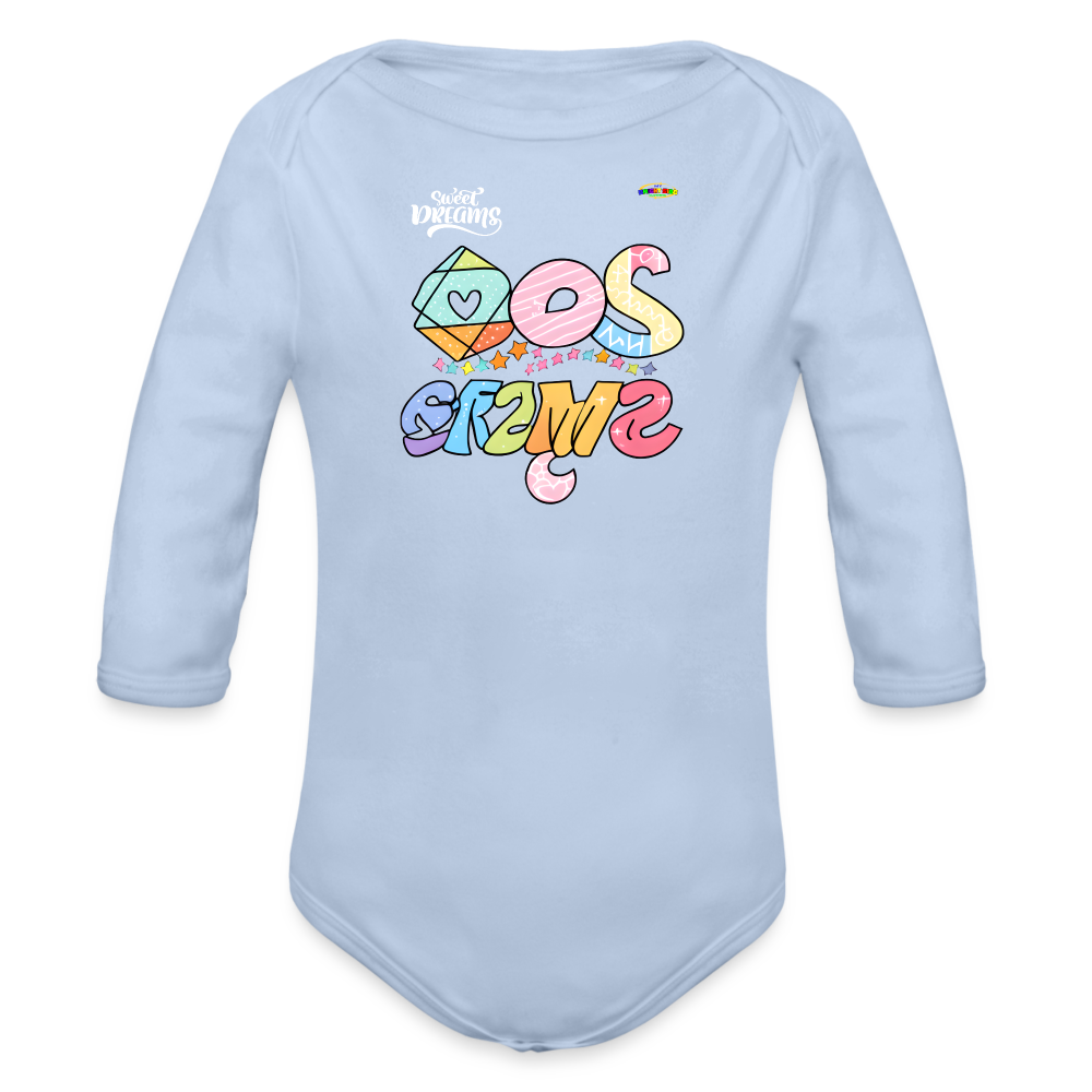 Sweet Bright Dreams Rainbow Graphic Baby Organic long Sleeve Baby Bodysuit-mybrightsideclothing.com - sky