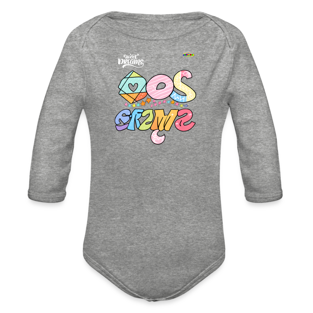 Sweet Bright Dreams Rainbow Graphic Baby Organic long Sleeve Baby Bodysuit-mybrightsideclothing.com - heather grey