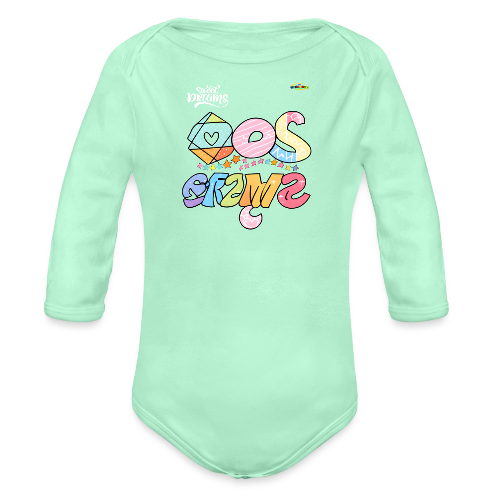 Sweet Bright Dreams Rainbow Graphic Baby Organic long Sleeve Baby Bodysuit-mybrightsideclothing.com - light mint