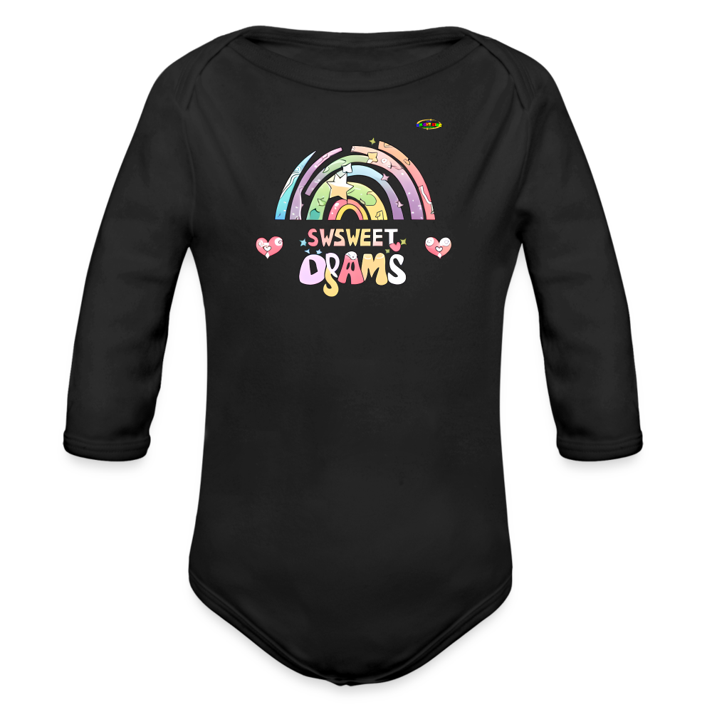 Sweet Bright Dreams Rainbow Graphic Baby Organic long Sleeve Baby Bodysuit-mybrightsideclothing.com - black