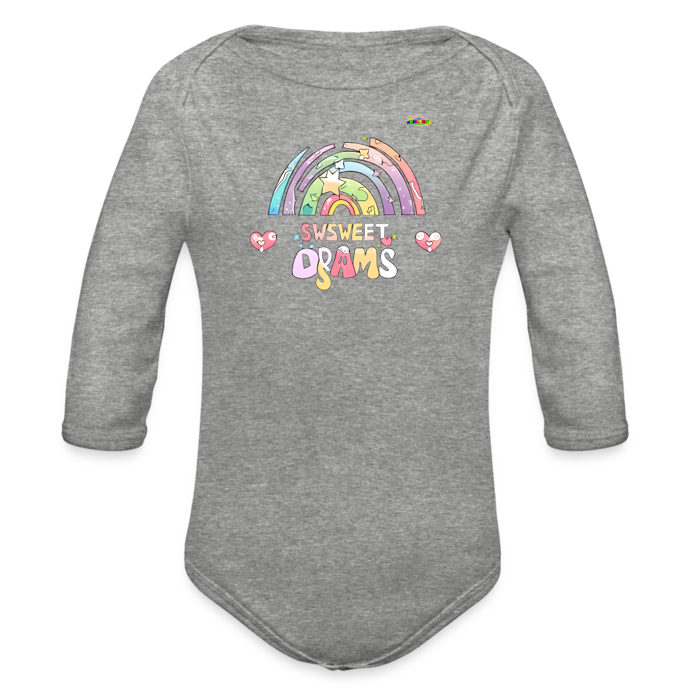 Sweet Bright Dreams Rainbow Graphic Baby Organic long Sleeve Baby Bodysuit-mybrightsideclothing.com - heather grey