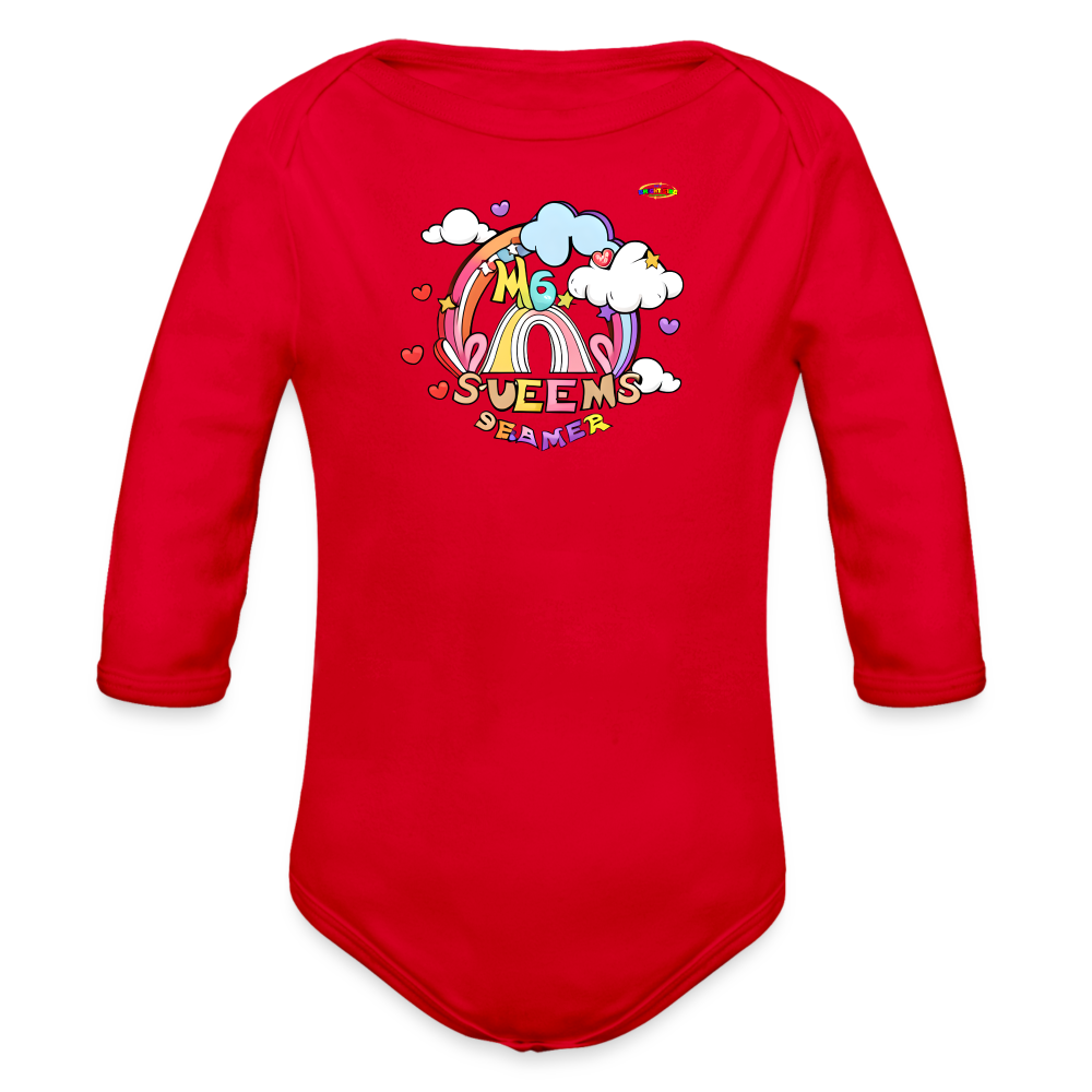 Sweet Bright Dreams Rainbow Graphic Baby Organic long Sleeve Baby Bodysuit-mybrightsideclothing.com - red