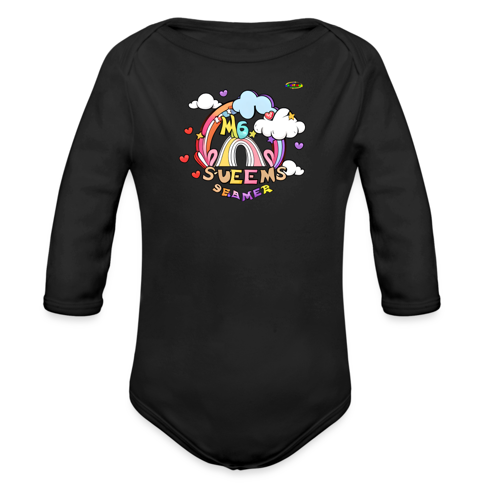 Sweet Bright Dreams Rainbow Graphic Baby Organic long Sleeve Baby Bodysuit-mybrightsideclothing.com - black