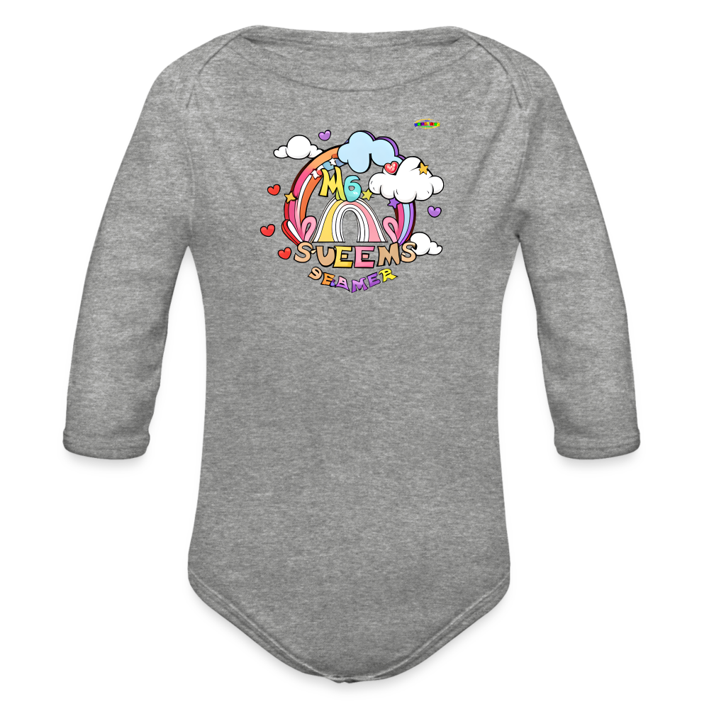 Sweet Bright Dreams Rainbow Graphic Baby Organic long Sleeve Baby Bodysuit-mybrightsideclothing.com - heather grey