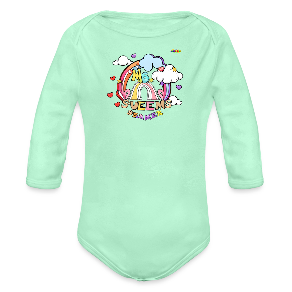 Sweet Bright Dreams Rainbow Graphic Baby Organic long Sleeve Baby Bodysuit-mybrightsideclothing.com - light mint