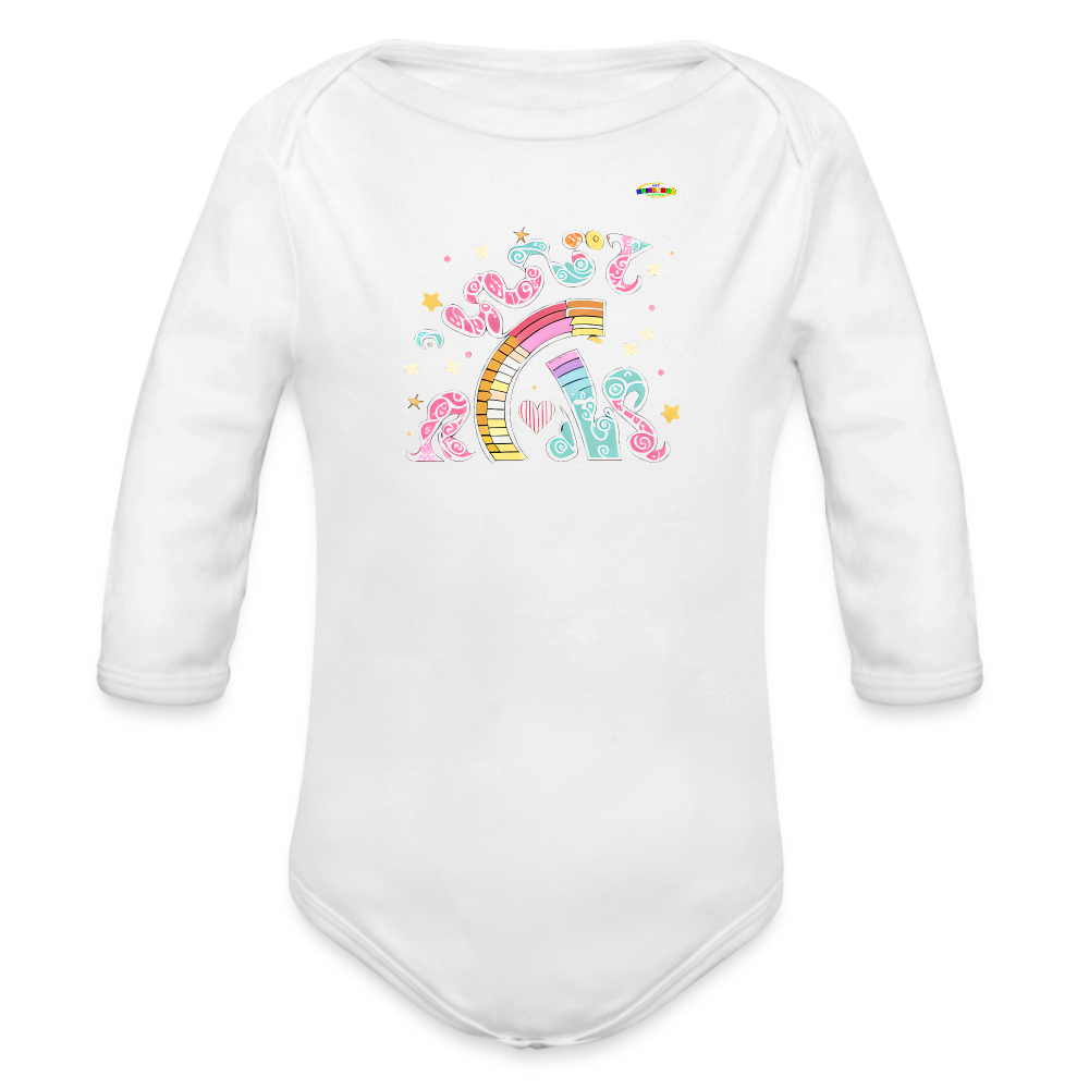 Sweet Bright Dreams Rainbow Graphic Baby Organic long Sleeve Baby Bodysuit-mybrightsideclothing.com - white