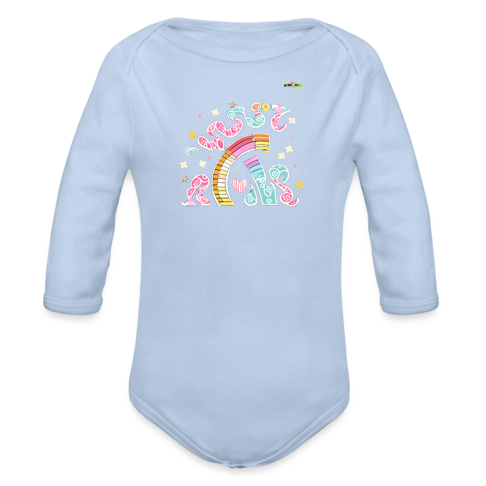 Sweet Bright Dreams Rainbow Graphic Baby Organic long Sleeve Baby Bodysuit-mybrightsideclothing.com - sky