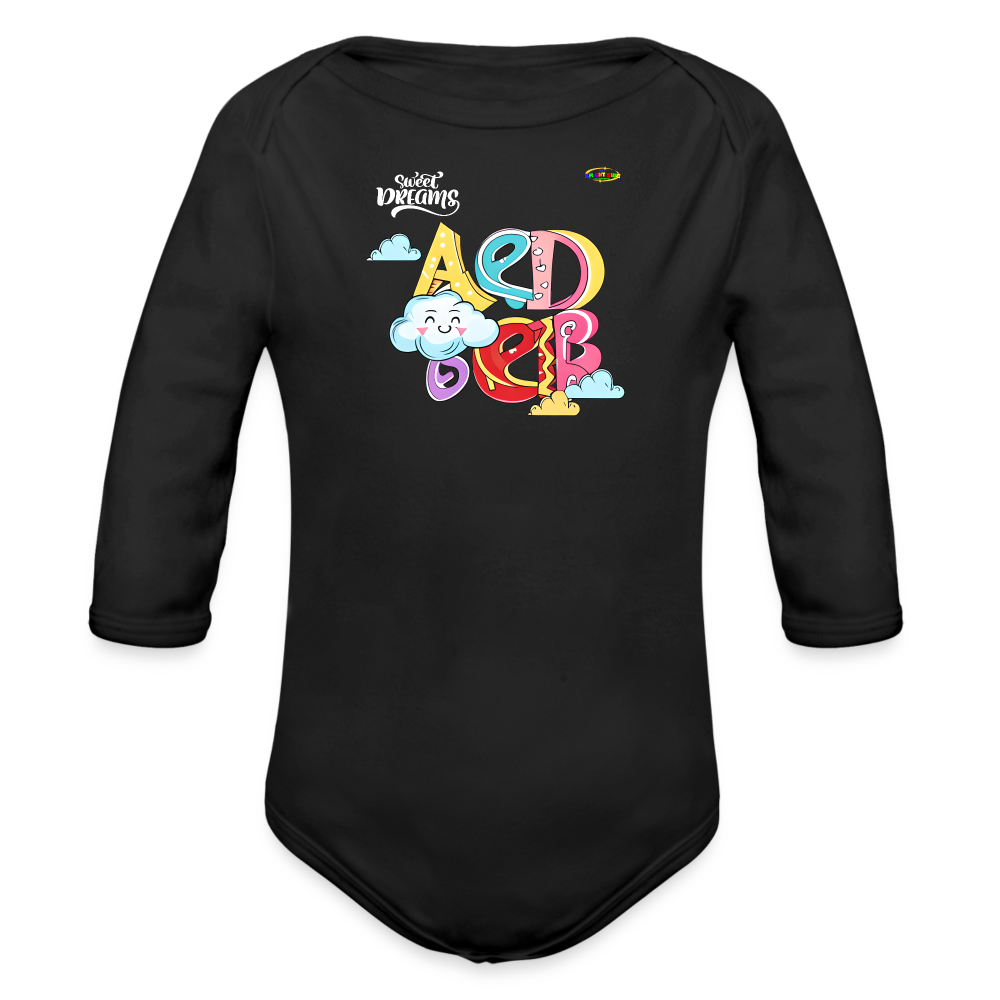 Sweet Bright Dreams Rainbow Graphic Baby Organic long Sleeve Baby Bodysuit-mybrightsideclothing.com - black