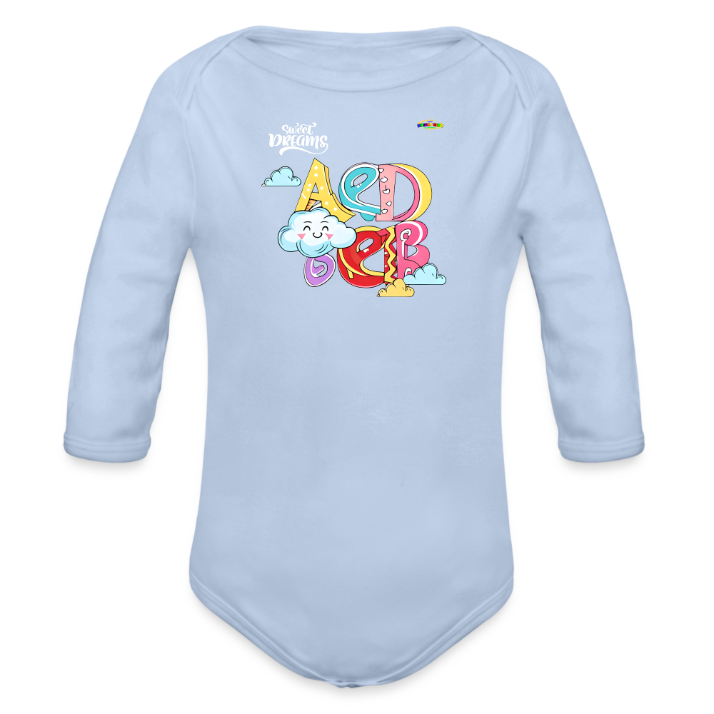 Sweet Bright Dreams Rainbow Graphic Baby Organic long Sleeve Baby Bodysuit-mybrightsideclothing.com - sky