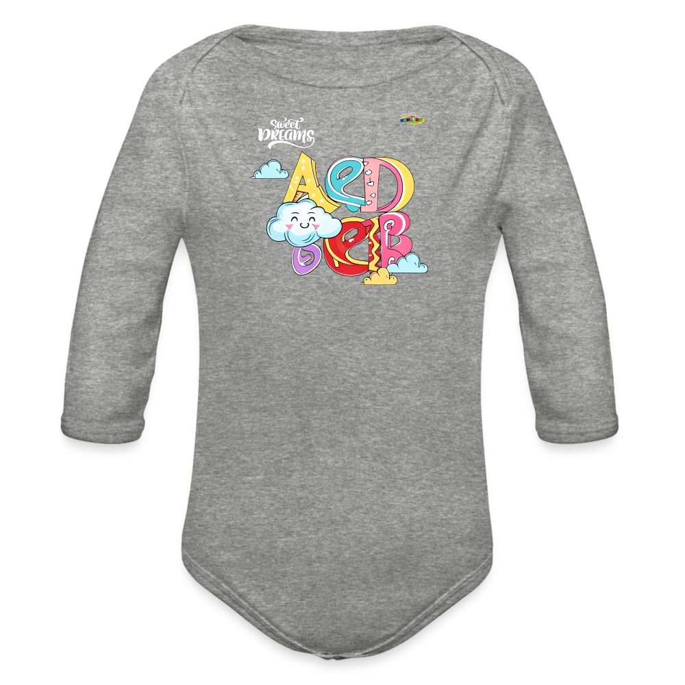 Sweet Bright Dreams Rainbow Graphic Baby Organic long Sleeve Baby Bodysuit-mybrightsideclothing.com - heather grey