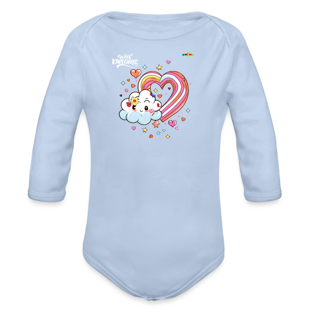 Sweet Bright Dreams Rainbow Graphic Baby Organic long Sleeve Baby Bodysuit-mybrightsideclothing.com - sky