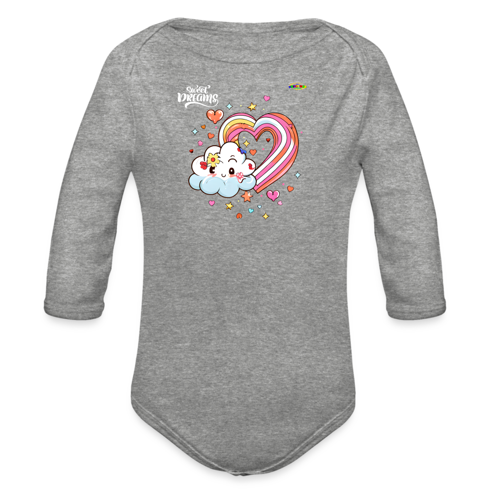 Sweet Bright Dreams Rainbow Graphic Baby Organic long Sleeve Baby Bodysuit-mybrightsideclothing.com - heather grey