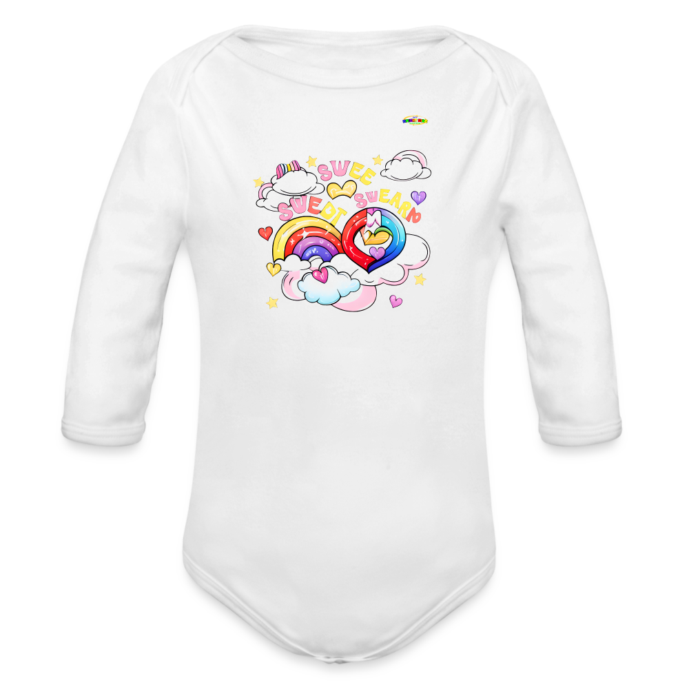 Sweet Bright Dreams Rainbow Graphic Baby Organic long Sleeve Baby Bodysuit-mybrightsideclothing.com - white