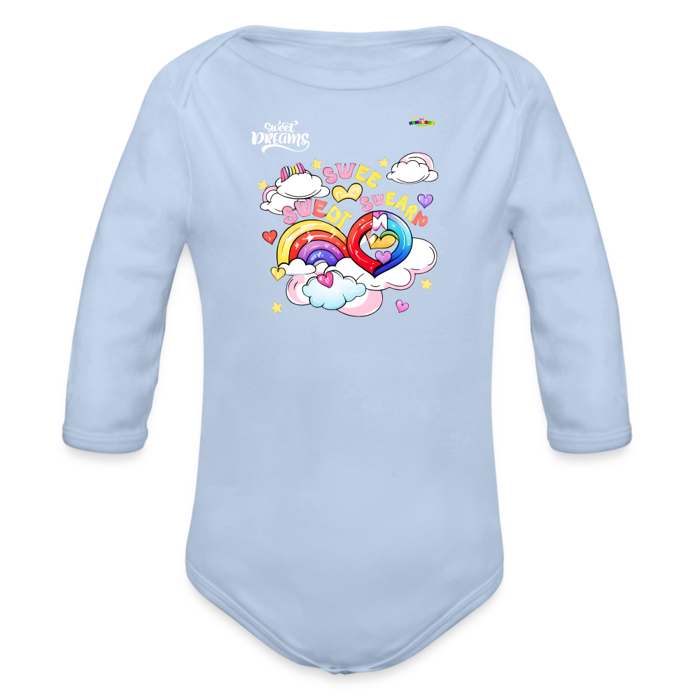 Sweet Bright Dreams Rainbow Graphic Baby Organic long Sleeve Baby Bodysuit-mybrightsideclothing.com - sky