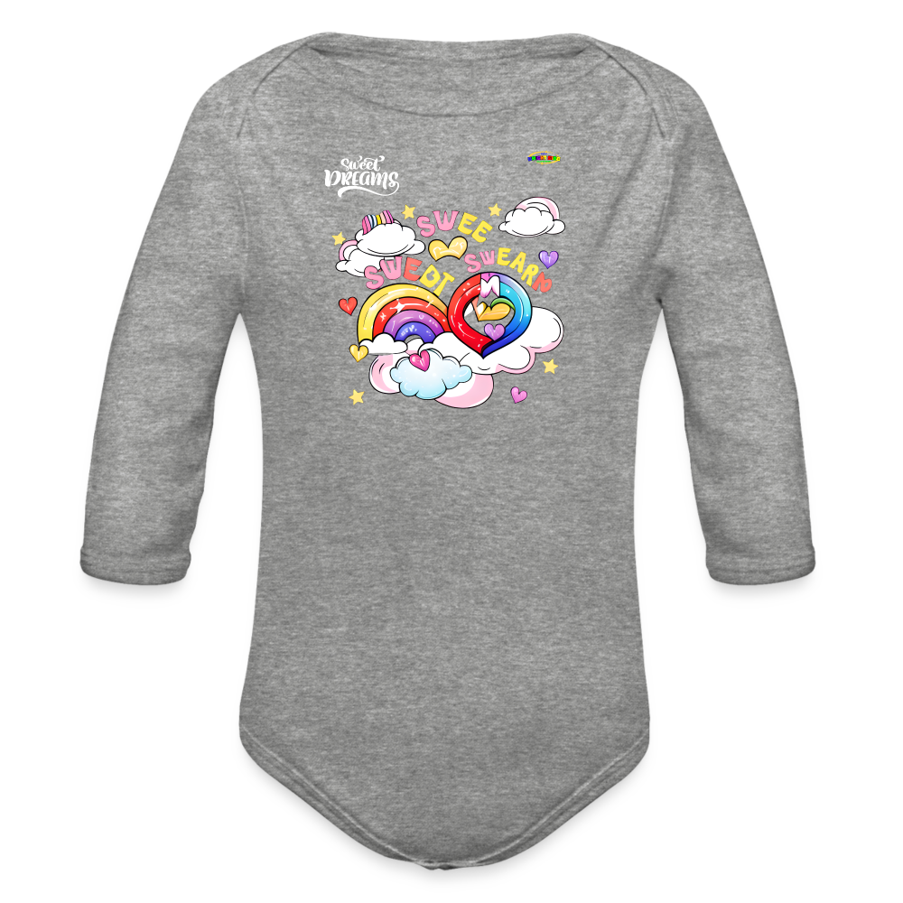 Sweet Bright Dreams Rainbow Graphic Baby Organic long Sleeve Baby Bodysuit-mybrightsideclothing.com - heather grey