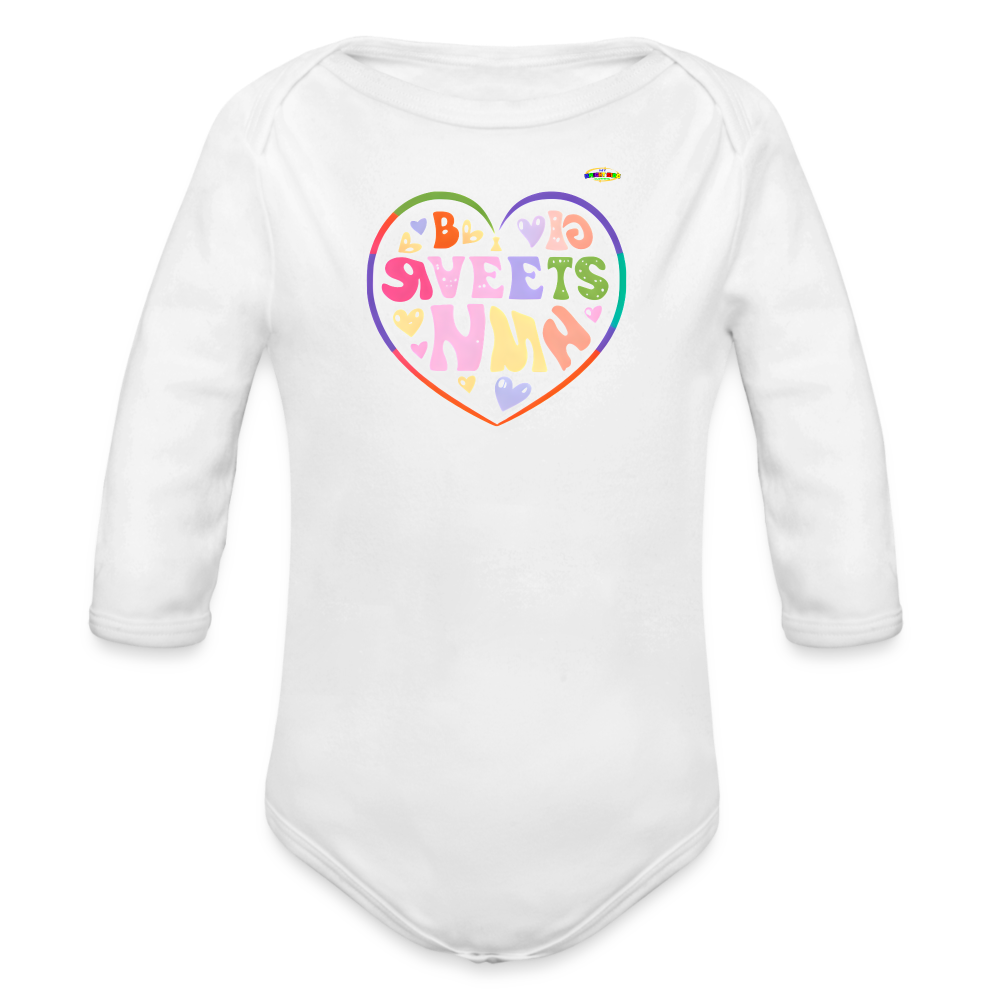 Cute Spreading Love Graphic Baby Organic long Sleeve Baby Bodysuit-mybrightsideclothing.com - white