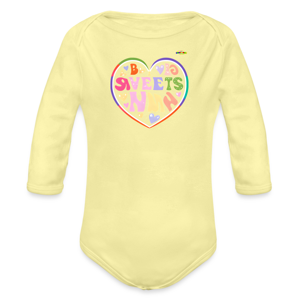 Cute Spreading Love Graphic Baby Organic long Sleeve Baby Bodysuit-mybrightsideclothing.com - washed yellow