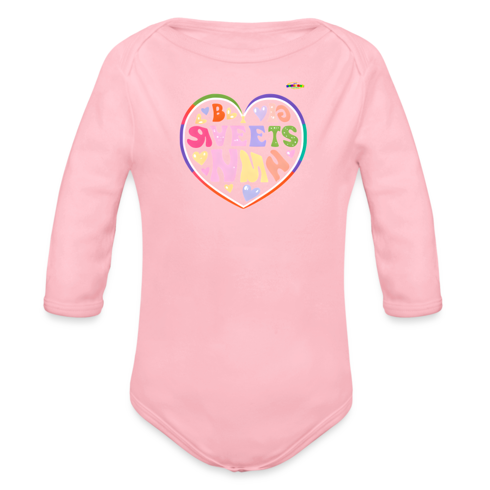 Cute Spreading Love Graphic Baby Organic long Sleeve Baby Bodysuit-mybrightsideclothing.com - light pink