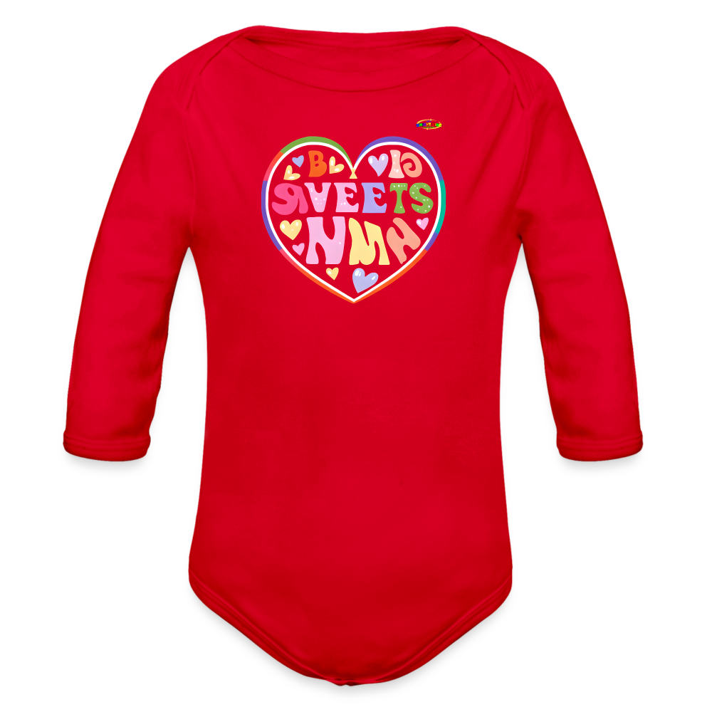 Cute Spreading Love Graphic Baby Organic long Sleeve Baby Bodysuit-mybrightsideclothing.com - red