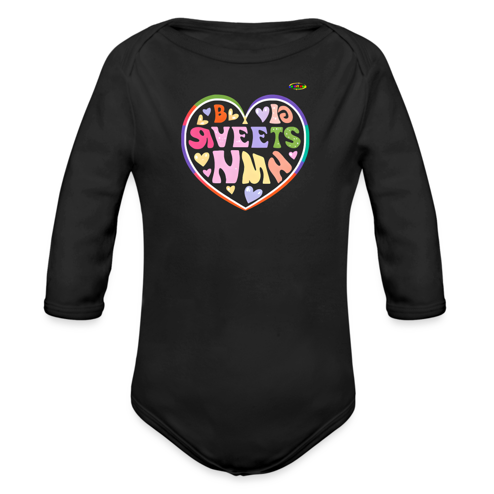 Cute Spreading Love Graphic Baby Organic long Sleeve Baby Bodysuit-mybrightsideclothing.com - black