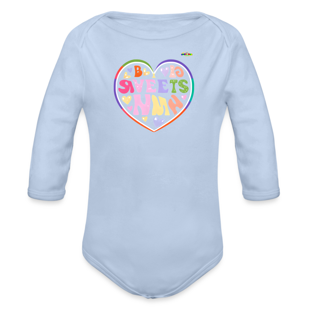 Cute Spreading Love Graphic Baby Organic long Sleeve Baby Bodysuit-mybrightsideclothing.com - sky