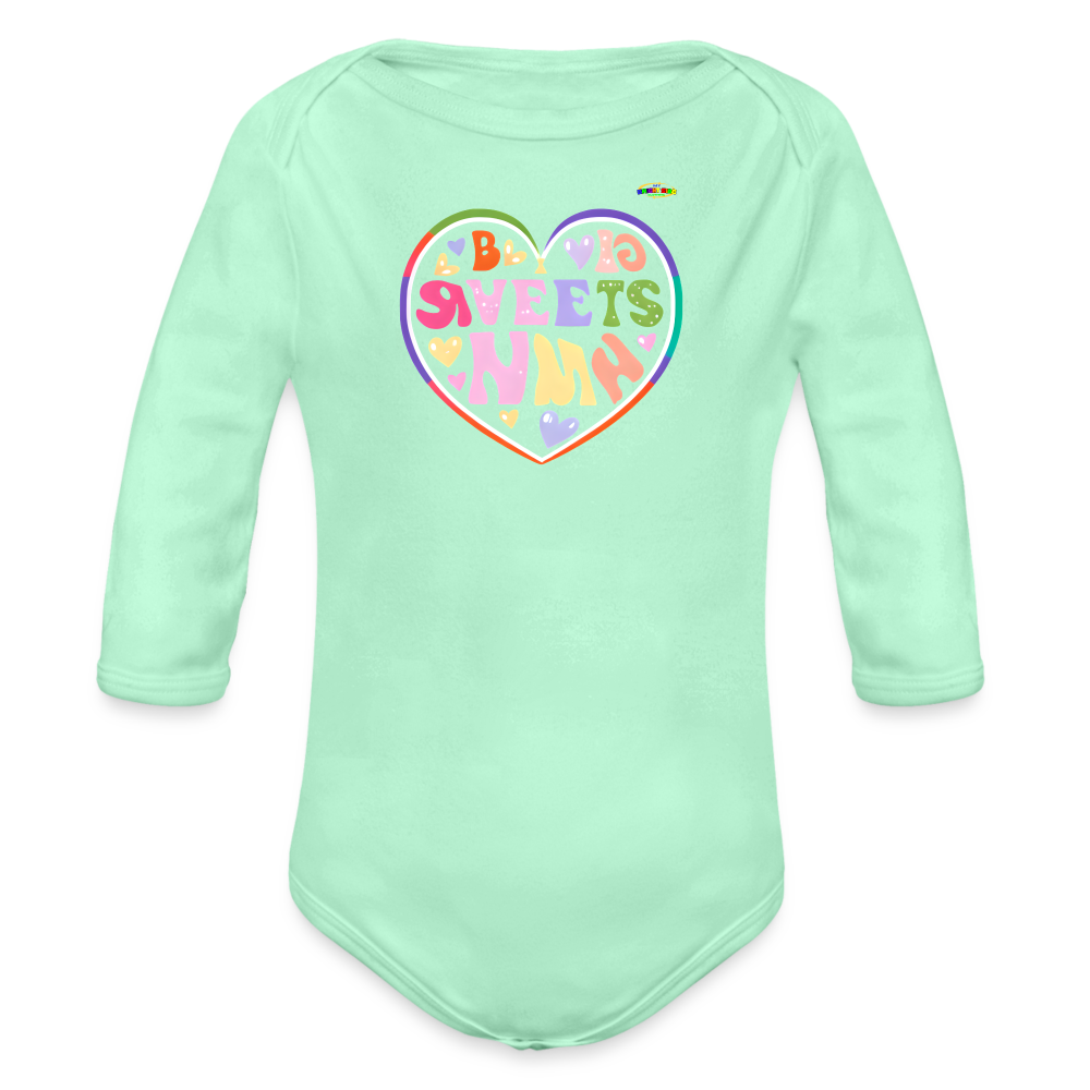 Cute Spreading Love Graphic Baby Organic long Sleeve Baby Bodysuit-mybrightsideclothing.com - light mint