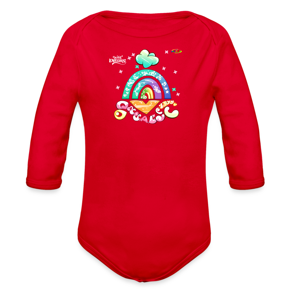 Sweet Bright Dreams Rainbow Graphic Baby Organic long Sleeve Baby Bodysuit-mybrightsideclothing.com - red