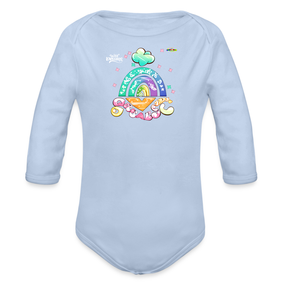 Sweet Bright Dreams Rainbow Graphic Baby Organic long Sleeve Baby Bodysuit-mybrightsideclothing.com - sky