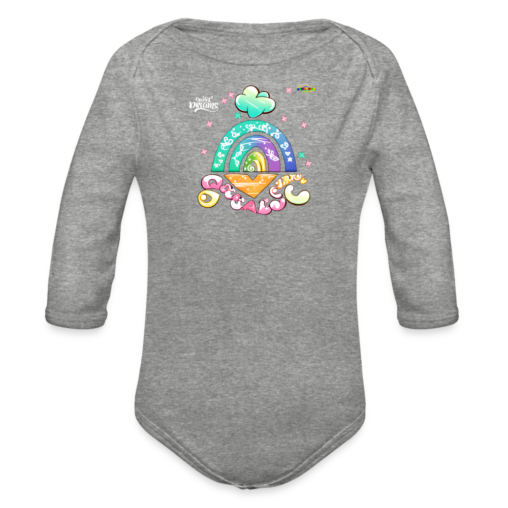 Sweet Bright Dreams Rainbow Graphic Baby Organic long Sleeve Baby Bodysuit-mybrightsideclothing.com - heather grey